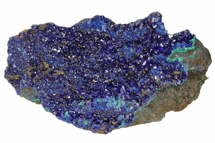 Sparkling Azurite Crystals with Malachite - Laos #179671